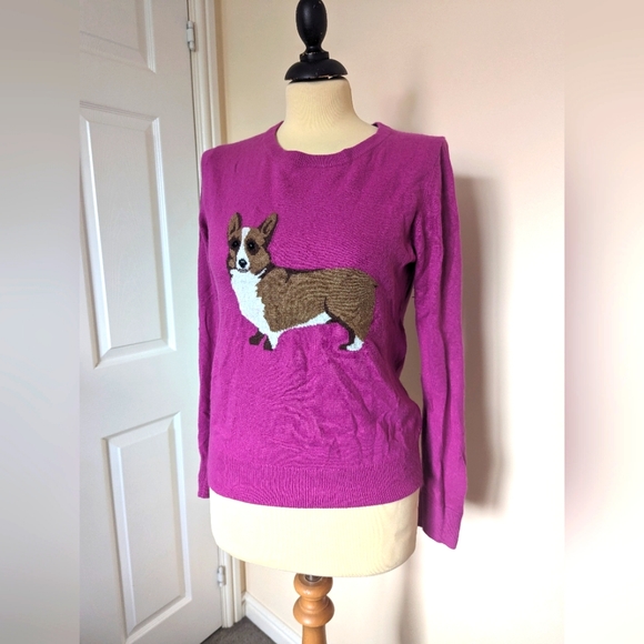 Joules Sweaters - Joules Dog Lamb wool Angora Cashmere Jumper Pink Size 10 Monty Corgi Design